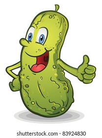 Smiling Thumbs Up Pickle Cartoon Character