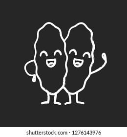 Smiling thymus gland chalk icon. Happy primary hematopoietic organ. Healthy immune system. Isolated vector chalkboard illustration