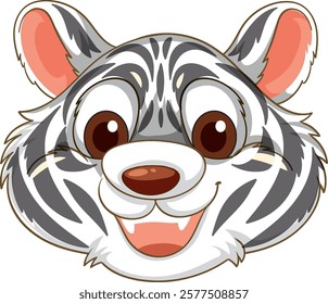 Smiling tiger face with big, friendly eyes