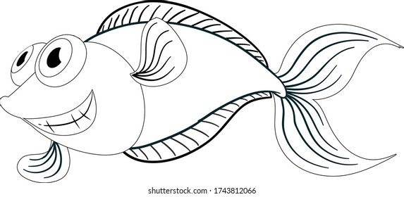 A smiling tiny fish coloring page cartoon vector art and illustration