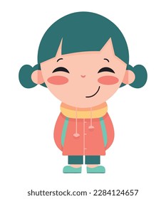 Smiling toddler with cute clothes over white