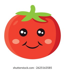 Desenho animado de tomate sorridente. Ilustração vetorial