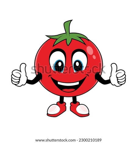 Smiling Tomato Fruit Cartoon Mascot Giving Thumbs Up. Vector illustration of red tomato character with various cute expression