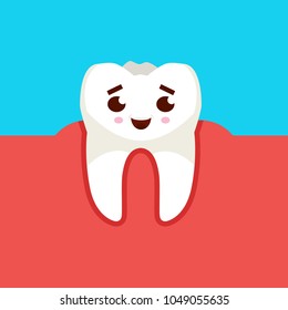 Smiling tooth cartoon character. Caries prevention concept. Vector illustration.