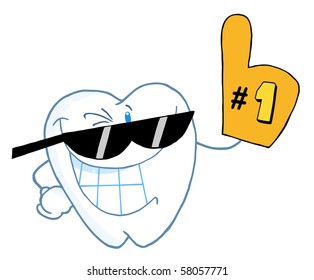 Smiling Tooth Cartoon Character Number One