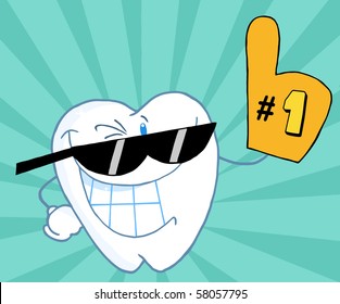Smiling Tooth Cartoon Mascot Character Number One