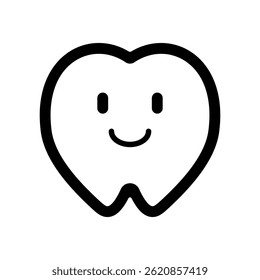 Ícone de vetor de caractere de dente sorridente.