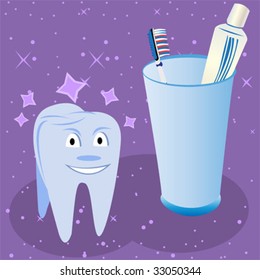 Smiling tooth with dental facility.