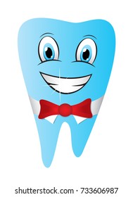 Smiling tooth funny mascot character vector illustration isolated on white background