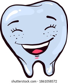 Smiling tooth, illustration, vector on white background.