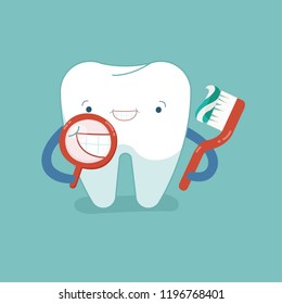 Diente sonriente con pasta dental para un buen concepto dental saludable.
