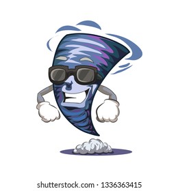 Smiling tornado with hands and glasses, vector illustration