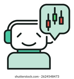 Smiling Trading Bot with Candlestick Chart vector concept colored icon or sign