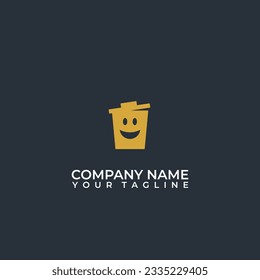 Smiling Trash Bin logo vector.