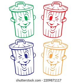 Smiling Trash Can Vector Illustration
