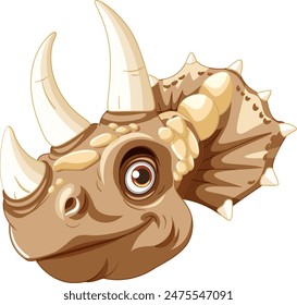 Smiling triceratops with detailed horns and scales