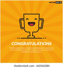 Smiling Trophy and Congratulations Message Template