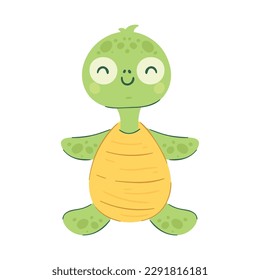 Smiling turtle design over white