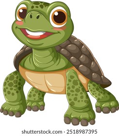 Smiling turtle with a detailed shell
