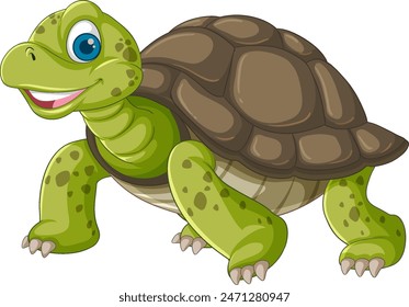 Smiling turtle with a green shell