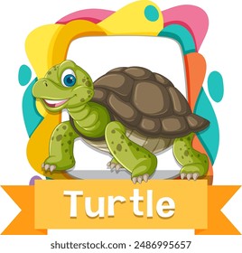 Smiling turtle with vibrant background
