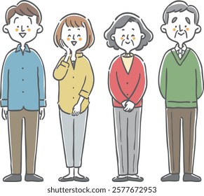 Smiling Two-Family Full Body Vector