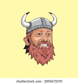 Smiling Viking Head Leader that can be icon logo