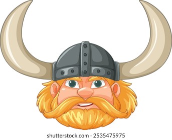 Smiling Viking com capacete e chifres