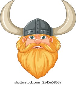 Smiling Viking com capacete e chifres