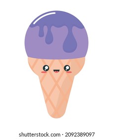 smiling violet kawaii ice cream