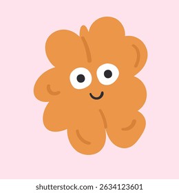 Smiling walnut. Cute character. Funny food illustration on pink background.