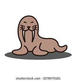 Smiling Walrus vector  illustration clipart icon