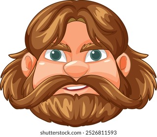 Smiling warrior with long hair and beard