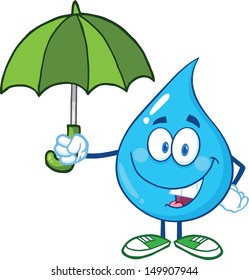 Smiling Water Drop With Umbrella