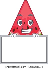 Smiling watermelon ice cream cartoon character style bring board 