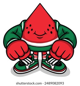 smiling watermelon mascot character design illustration