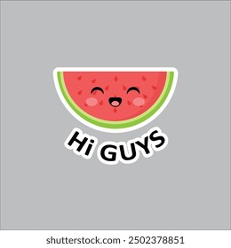 smiling watermelon slice in sticker form