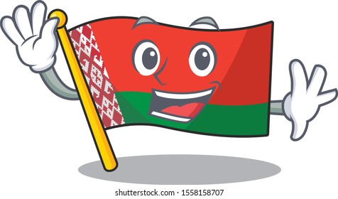 Smiling waving flag belarus cartoon character style