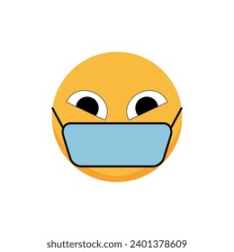 Smiling wearing a mask. Smiley icon. Cartoon emoji. Vector