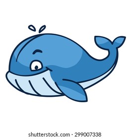 Smiling whale vector art and illustration.