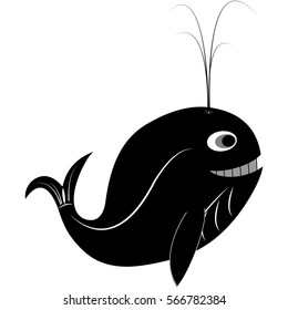 Smiling whale. Vector whale icon.