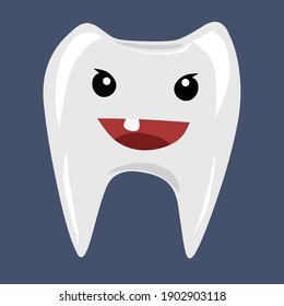 A smiling white tooth isolated in blue