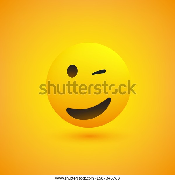 Smiling Winking Emoji Simple Shiny Happy Stock Vector (Royalty Free