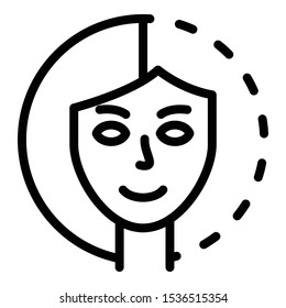 Smiling woman bipolar icon. Outline smiling woman bipolar vector icon for web design isolated on white background