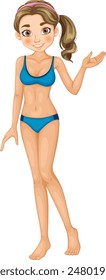 Smiling woman in a blue bikini