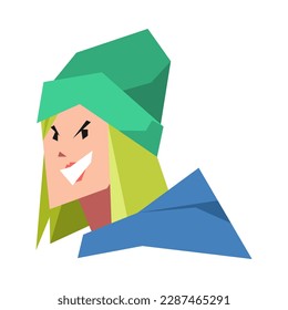 smiling woman character in beanie and hoodie. suitable for avatar themes, beauty, fashion, social media profile pictures. flat vector illustration.