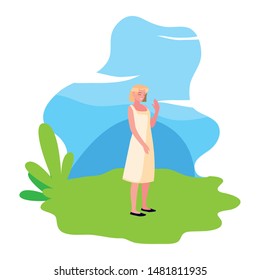smiling woman character portrait landscape