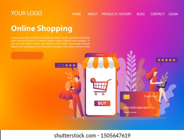 Smiling woman character with shopping bags. Happy shopper. Online shopping concept. Big Sale. Flat vector illustration.