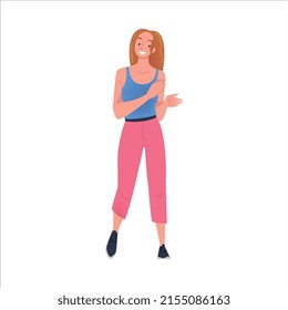 Smiling Woman Character Standing and Clapping His Hands as Applause and Ovation Gesture Vector Illustration