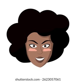 Smiling woman with curly hair. Vector illustration